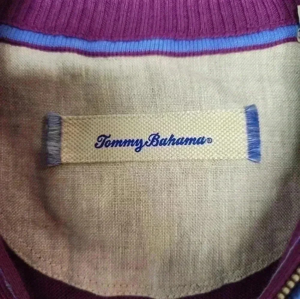 Tommy Bahama Mens Size Large Cotton Cashmere Blend Quarter Zip Sweater Purple